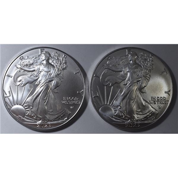 (2) 2023 AMERICAN SILVER EAGLES BU