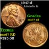 Image 1 : 1947-d Lincoln Cent 1c Grades GEM++ Unc RD