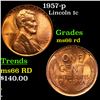 Image 1 : 1957-p Lincoln Cent 1c Grades GEM+ Unc RD