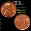 Image 1 : 1954-p Lincoln Cent 1c Grades GEM Unc RD