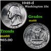 Image 1 : 1948-d Washington Quarter 25c Grades GEM+ Unc