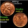 Image 1 : 1955-p Lincoln Cent 1c Grades GEM+ Unc RD