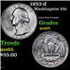 Image 1 : 1953-d Washington Quarter 25c Grades GEM Unc