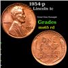 Image 1 : 1954-p Lincoln Cent 1c Grades GEM Unc RD