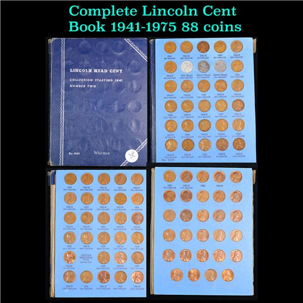 Complete Lincoln Cent Book 1941-1975 88 coins