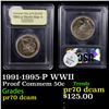 Image 1 : Proof 1991-1995-P WWII Modern Commem Half Dollar 50c Graded GEM++ Proof Deep Cameo By USCG