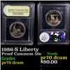 Image 1 : Proof 1986-S Liberty Modern Commem Half Dollar 50c Graded GEM++ Proof Deep Cameo By USCG