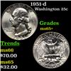 Image 1 : 1951-d Washington Quarter 25c Grades GEM+ Unc