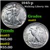 Image 1 : 1945-p Walking Liberty Half Dollar 50c Grades Select Unc