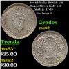 Image 1 : 1944B India-British 1/4 Rupee Silver KM# 547 Grades Select Unc