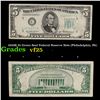 Image 1 : 1950B $5 Green Seal Federal Reserve Note (Philadelphia, PA) Grades vf+