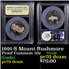 Image 1 : Proof 1991-S Mount Rushmore Modern Commem Half Dollar 50c Graded GEM++ Proof Deep Cameo By USCG