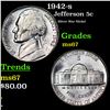 Image 1 : 1942-s Jefferson Nickel 5c Grades GEM++ Unc