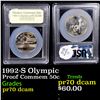 Image 1 : Proof 1992-S Olympic Modern Commem Half Dollar 50c Graded GEM++ Proof Deep Cameo By USCG