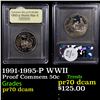 Image 1 : Proof 1991-1995-P WWII Modern Commem Half Dollar 50c Graded GEM++ Proof Deep Cameo By USCG