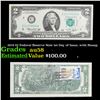 Image 1 : 1976 $2 Federal Reserve Note 1st Day of Issue, with Stamp Grades Choice AU/BU Slider