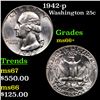 Image 1 : 1942-p Washington Quarter 25c Grades GEM++ Unc