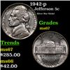 Image 1 : 1942-p Jefferson Nickel 5c Grades GEM++ Unc