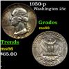 Image 1 : 1950-p Washington Quarter 25c Grades GEM+ Unc