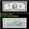 Image 1 : 1976 $2 Federal Reserve Note 1st Day of Issue, with Stamp Grades Gem CU