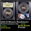 Image 1 : Proof 1991-S Mount Rushmore Modern Commem Half Dollar 50c Graded GEM++ Proof Deep Cameo By USCG