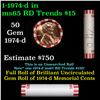 Image 1 : Shotgun Lincoln 1c roll, 1974-d 50 pcs Bank Wrapper.