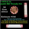 Image 1 : Shotgun Lincoln 1c roll, 1974-d 50 pcs Bank Wrapper.