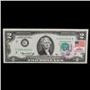 Image 2 : 1976 $2 Federal Reserve Note 1st Day of Issue, with Stamp Grades Gem CU