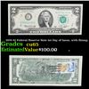 Image 1 : 1976 $2 Federal Reserve Note 1st Day of Issue, with Stamp Grades Gem CU