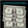 Image 1 : 4 x Consecutive Serial Numbered 1963A $1 Green Seal Federal Reserve Notes Grades CU