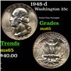 Image 1 : 1948-d Washington Quarter 25c Grades GEM Unc