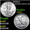 Image 1 : 1943-p Walking Liberty Half Dollar 50c Grades GEM+ Unc
