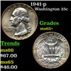 Image 1 : 1941-p Washington Quarter 25c Grades GEM+ Unc
