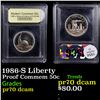 Image 1 : Proof 1986-S Liberty Modern Commem Half Dollar 50c Graded GEM++ Proof Deep Cameo By USCG