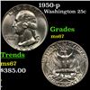 Image 1 : 1950-p Washington Quarter 25c Grades GEM++ Unc