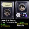 Image 1 : Proof 1986-S Liberty Modern Commem Half Dollar 50c Graded GEM++ Proof Deep Cameo By USCG