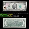Image 1 : 1976 $2 Federal Reserve Note 1st Day of Issue, with Stamp Grades Gem CU