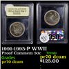Image 1 : Proof 1991-1995-P WWII Modern Commem Half Dollar 50c Graded GEM++ Proof Deep Cameo By USCG