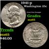 Image 1 : 1941-p Washington Quarter 25c Grades GEM Unc
