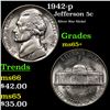 Image 1 : 1942-p Jefferson Nickel 5c Grades GEM+ Unc