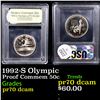 Image 1 : Proof 1992-S Olympic Modern Commem Half Dollar 50c Graded GEM++ Proof Deep Cameo By USCG