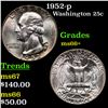 Image 1 : 1952-p Washington Quarter 25c Grades GEM++ Unc