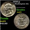 Image 1 : 1950-p Washington Quarter 25c Grades GEM Unc
