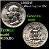 Image 1 : 1955-d Washington Quarter 25c Grades GEM+ Unc