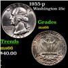Image 1 : 1955-p Washington Quarter 25c Grades GEM+ Unc