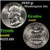 Image 1 : 1942-p Washington Quarter 25c Grades GEM+ Unc