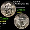 Image 1 : 1953-d Washington Quarter 25c Grades GEM Unc