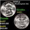 Image 1 : 1950-p Washington Quarter 25c Grades GEM++ Unc
