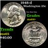 Image 1 : 1948-d Washington Quarter 25c Grades Choice+ Unc