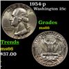 Image 1 : 1954-p Washington Quarter 25c Grades GEM+ Unc